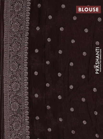 Banarasi semi georgette saree coffee brown with allover thread & zari weaves and zari woven border
