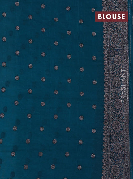 Banarasi semi georgette saree peacock green with allover thread & zari weaves and zari woven border