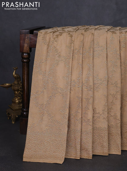 Banarasi semi georgette saree beige with allover thread & zari weaves and zari woven border