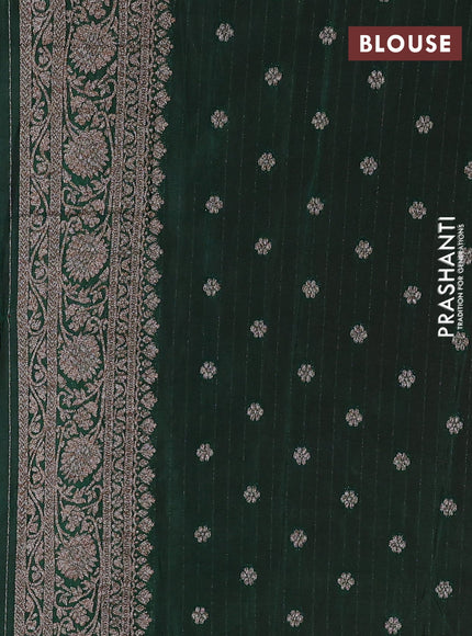 Banarasi semi georgette saree pink and bottle green with allover thread & zari weaves and zari woven border