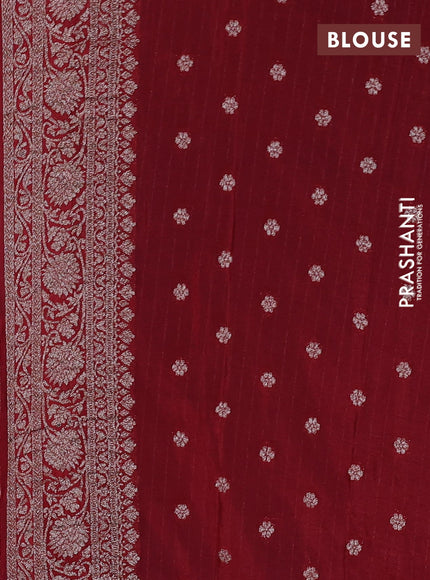 Banarasi semi georgette saree peacock blue and maroon with allover thread & zari weaves and zari woven border