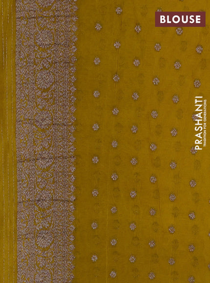 Banarasi semi georgette saree violet and mustard yellow with allover thread & zari weaves and zari woven border