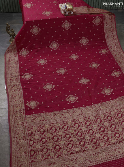 Banarasi semi georgette saree red with allover thread & zari woven buttas and zari woven border
