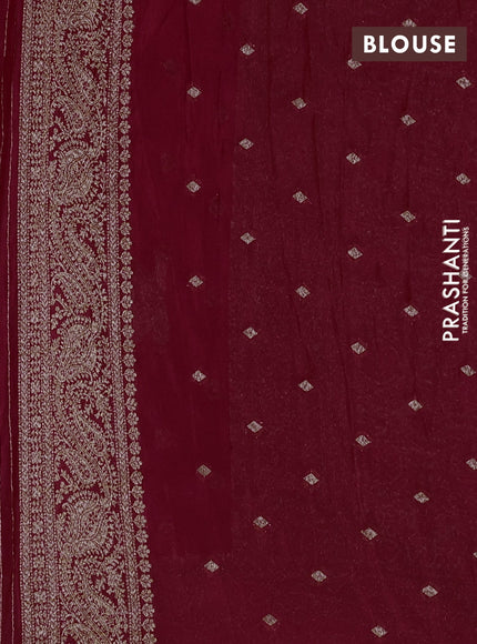 Banarasi semi georgette saree red with allover thread & zari woven buttas and zari woven border