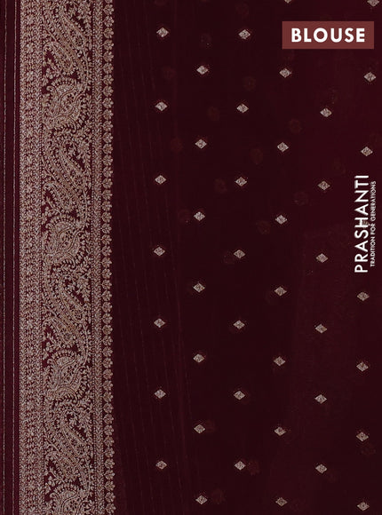 Banarasi semi georgette saree deep maroon with allover thread & zari woven buttas and zari woven border