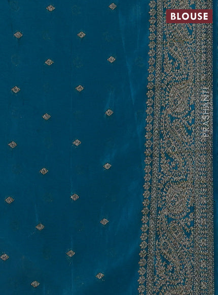 Banarasi semi georgette saree peacock green with allover thread & zari woven buttas and zari woven border