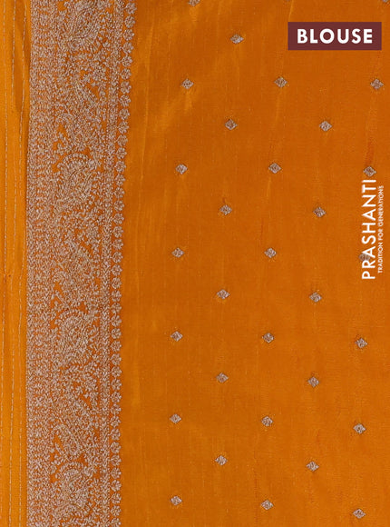 Banarasi semi georgette saree yellow with allover thread & zari woven buttas and zari woven border