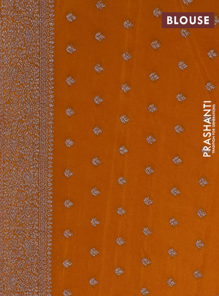 Banarasi semi georgette saree mustard yellow with allover thread & zari woven buttas and zari woven border