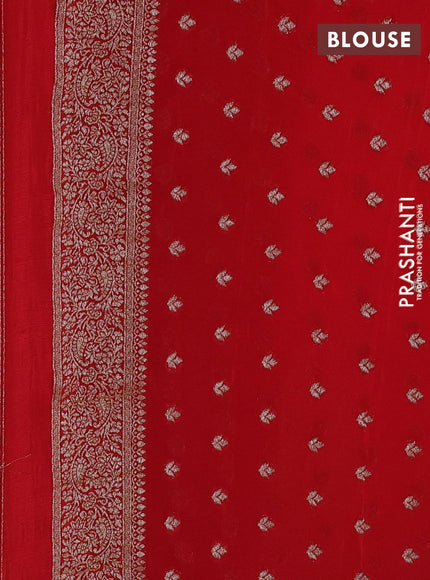 Banarasi semi georgette saree red with allover thread & zari woven buttas and zari woven border