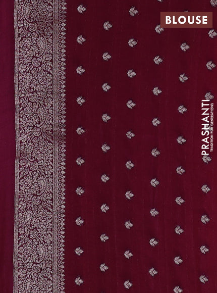 Banarasi semi georgette saree orange and wine shade with allover thread & zari woven buttas and zari woven border