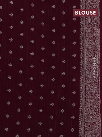 Banarasi semi georgette saree deep wine shade with allover thread & zari woven buttas and zari woven border