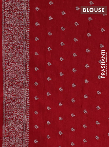 Banarasi semi georgette saree brown and maroon with allover thread & zari woven buttas and zari woven border