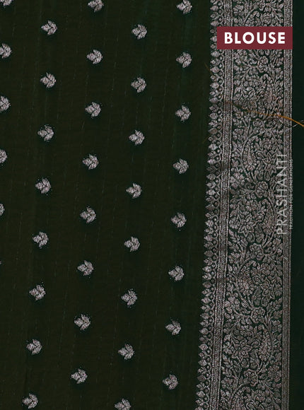 Banarasi semi georgette saree mustard yellow and green with allover thread & zari woven buttas and zari woven border