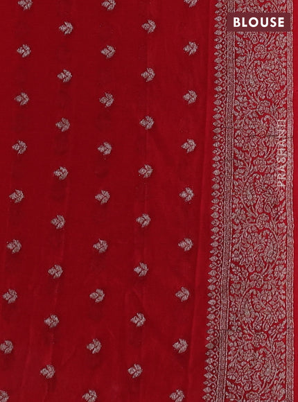 Banarasi semi georgette saree brown and maroon with allover thread & zari woven buttas and zari woven border