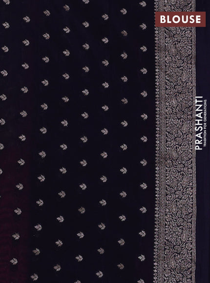 Banarasi semi georgette saree pink and navy blue with allover thread & zari woven buttas and zari woven border