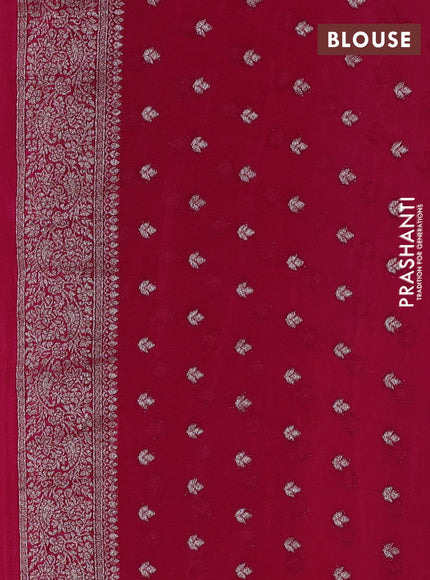 Banarasi semi georgette saree peacock blue and pink with allover thread & zari woven buttas and zari woven border