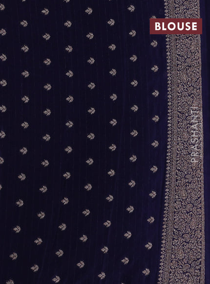 Banarasi semi georgette saree navy blue with allover thread & zari woven buttas and zari woven border