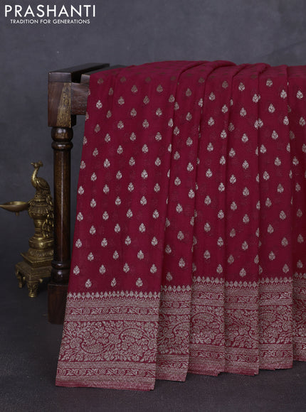 Banarasi semi georgette saree red with allover thread & zari woven buttas and zari woven border