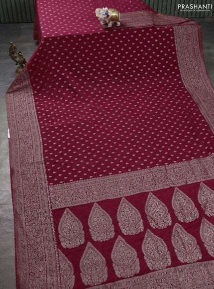 Banarasi semi georgette saree red with allover thread & zari woven buttas and zari woven border