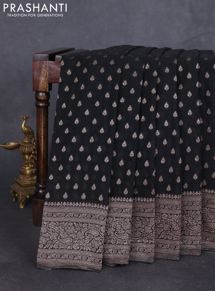 Banarasi semi georgette saree black with allover thread & zari woven buttas and zari woven border