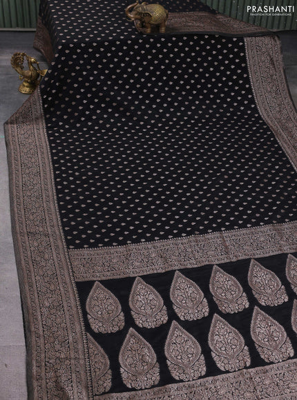 Banarasi semi georgette saree black with allover thread & zari woven buttas and zari woven border