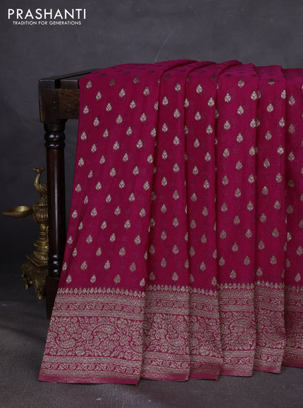 Banarasi semi georgette saree pink with allover thread & zari woven buttas and zari woven border
