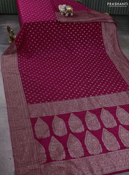 Banarasi semi georgette saree pink with allover thread & zari woven buttas and zari woven border