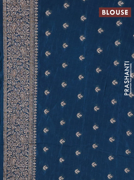 Banarasi semi georgette saree peacock green with allover thread & zari woven buttas and zari woven border