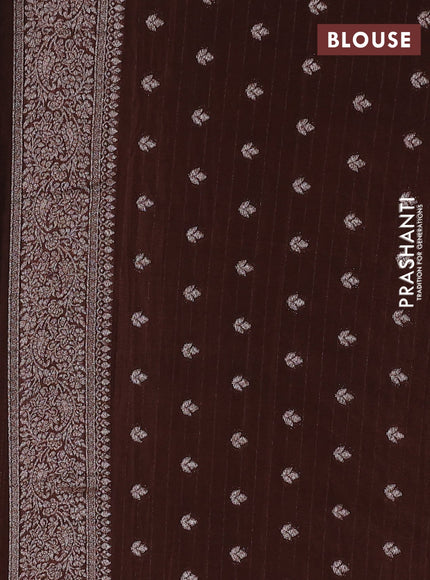 Banarasi semi georgette saree brown with allover thread & zari woven buttas and zari woven border