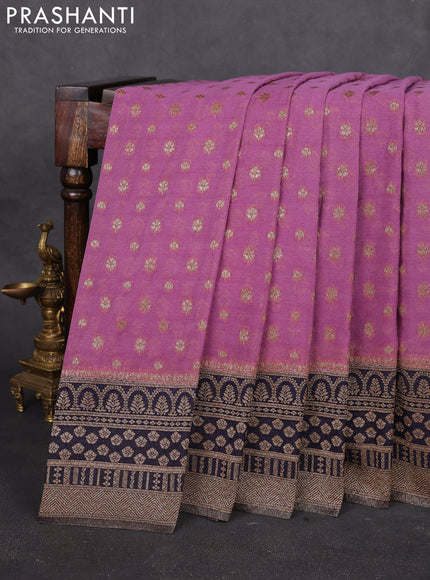 Banarasi semi georgette saree lavender and navy blue with allover thread & zari woven buttas and zari woven border