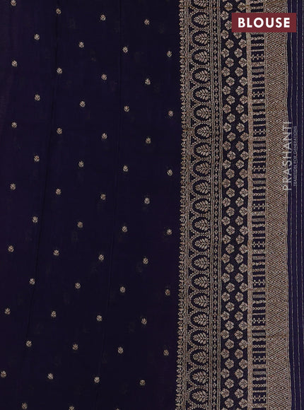 Banarasi semi georgette saree lavender and navy blue with allover thread & zari woven buttas and zari woven border