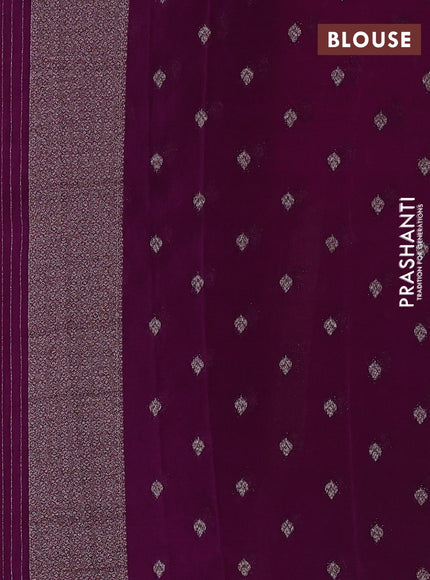 Banarasi semi georgette saree purple with allover thread & zari woven buttas and zari woven border