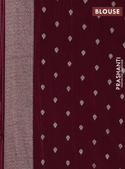 Banarasi semi georgette saree deep wine shade with allover thread & zari woven buttas and zari woven border