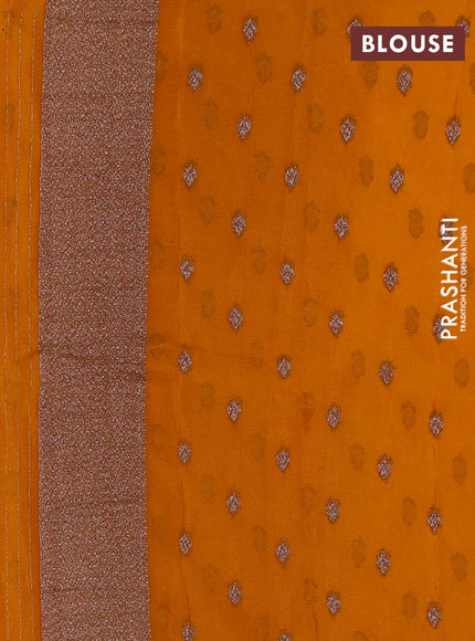 Banarasi semi georgette saree mustard yellow with allover thread & zari woven buttas and zari woven border