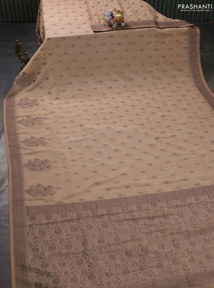 Banarasi semi georgette saree sandal with allover thread & zari woven buttas and zari woven border