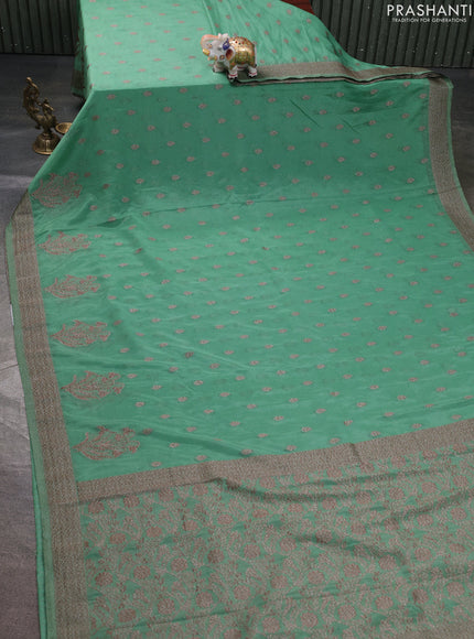 Banarasi semi georgette saree pastel green with allover thread & zari woven buttas and zari woven border