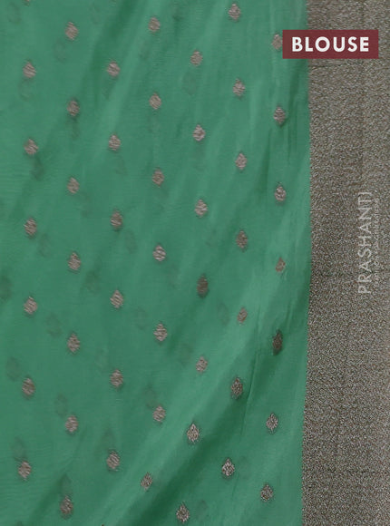 Banarasi semi georgette saree pastel green with allover thread & zari woven buttas and zari woven border