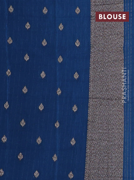 Banarasi semi georgette saree peacock blue with allover thread & zari woven buttas and zari woven border