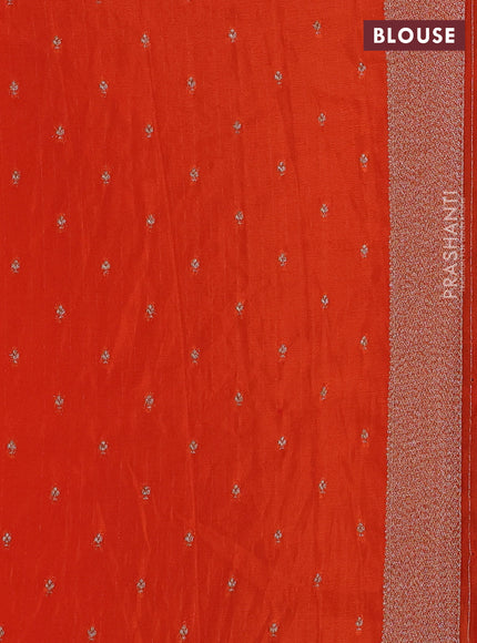 Banarasi semi georgette saree orange with allover thread & zari woven buttas and zari woven border