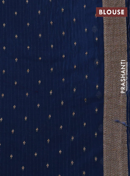 Banarasi semi georgette saree peacock blue with allover thread & zari woven buttas and zari woven border