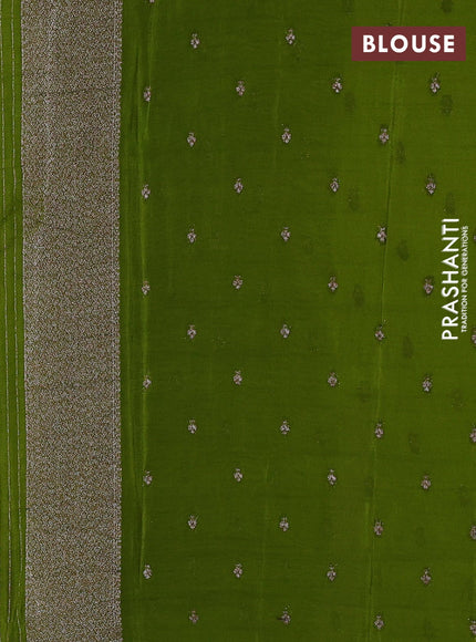 Banarasi semi georgette saree mehendi green with allover thread & zari woven buttas and zari woven border