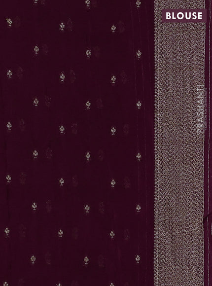 Banarasi semi georgette saree deep wine shade with allover thread & zari woven buttas and zari woven border