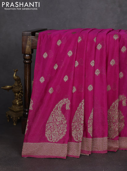 Banarasi semi georgette saree pink with allover thread & zari woven buttas and zari woven border