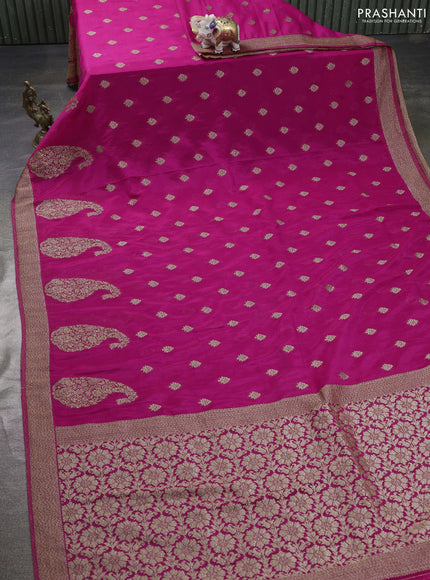 Banarasi semi georgette saree pink with allover thread & zari woven buttas and zari woven border