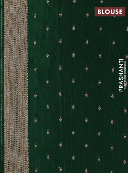 Banarasi semi georgette saree bottle green with allover thread & zari woven buttas and zari woven border