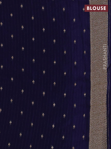 Banarasi semi georgette saree navy blue with allover thread & zari woven buttas and zari woven border