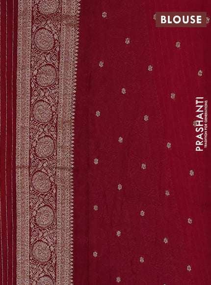 Banarasi semi georgette saree yellow and deep maroon with allover thread & zari weaves and zari woven border