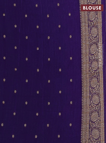 Banarasi semi georgette saree teal blue and violet with allover thread & zari weaves and zari woven border