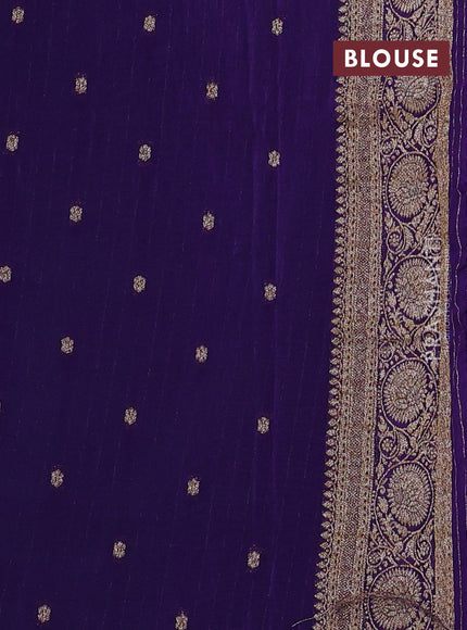 Banarasi semi georgette saree teal green and violet with allover thread & zari weaves and zari woven border