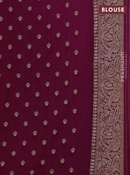 Banarasi semi georgette saree mauve pink and wine shade with allover thread & zari woven buttas and zari woven border